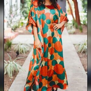 Multicolor Goddess Kaftan Dress